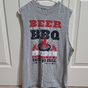 Gray Sleeveless Graphic Tank Top